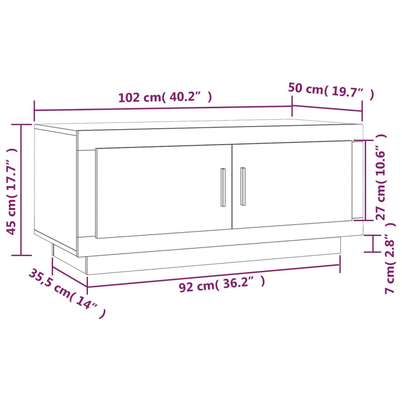 Coffee Table White 102x50x45 cm Engineered Wood
