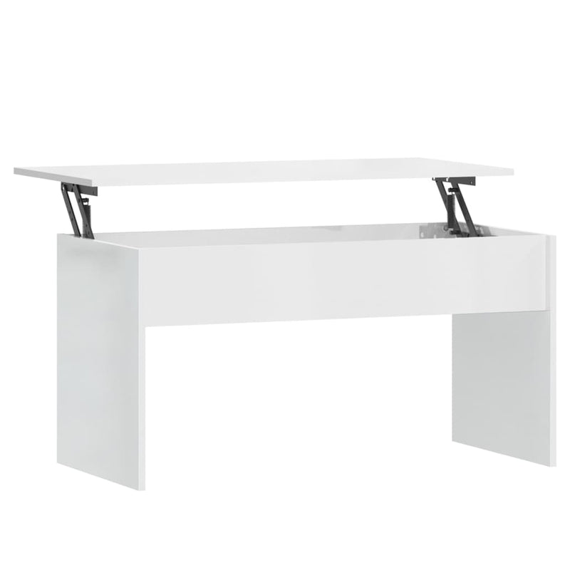 Coffee Table High Gloss White 102x50.5x52.5 cm Engineered Wood