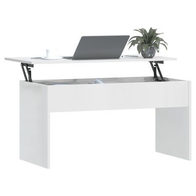 Coffee Table High Gloss White 102x50.5x52.5 cm Engineered Wood