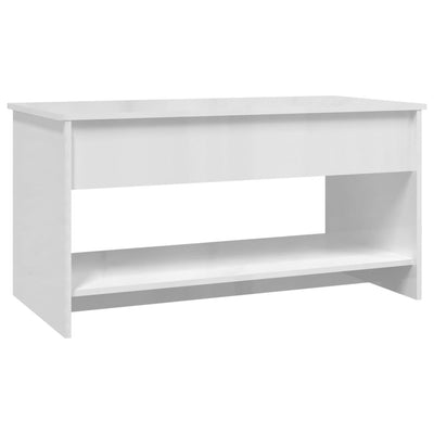 Coffee Table High Gloss White 102x50x52.5 cm Engineered Wood