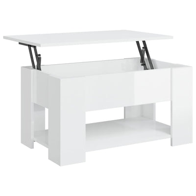 Coffee Table High Gloss White 79x49x41 cm Engineered Wood