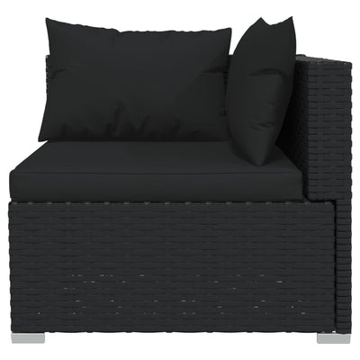 14 Piece Garden Lounge Set with Cushions Black Poly Rattan