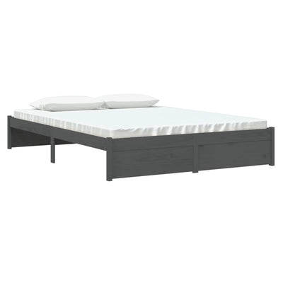Bed Frame Grey Solid Wood 153x203 cm Queen Size