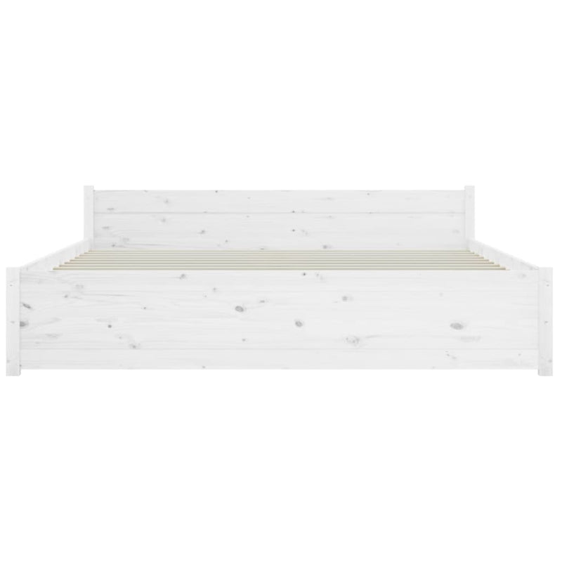 Bed Frame White Solid Wood 153x203 cm Queen Size