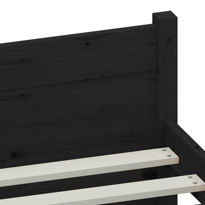Bed Frame Black Solid Wood 183x203 cm King Size