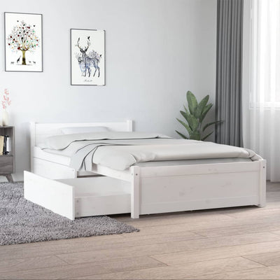 Bed Frame with Drawers White 92x187 cm Single Bed Size