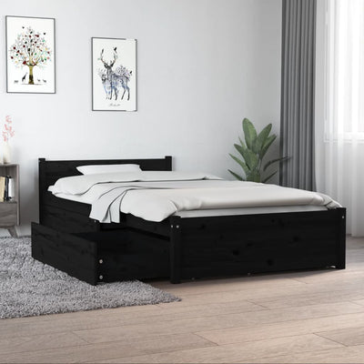 Bed Frame with Drawers Black 92x187 cm Single Bed Size