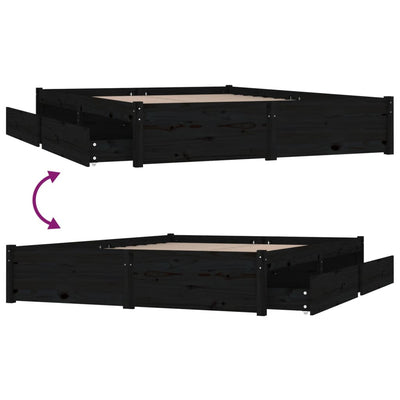 Bed Frame with Drawers Black 153x203 cm Queen Size