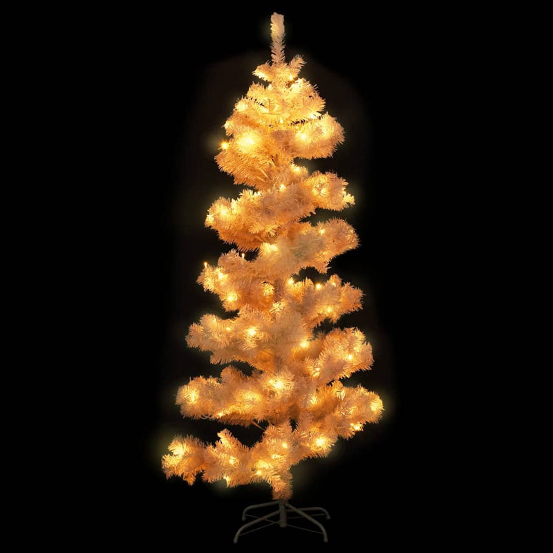 Swirl Christmas Tree with Stand and LEDs White 150 cm PVC