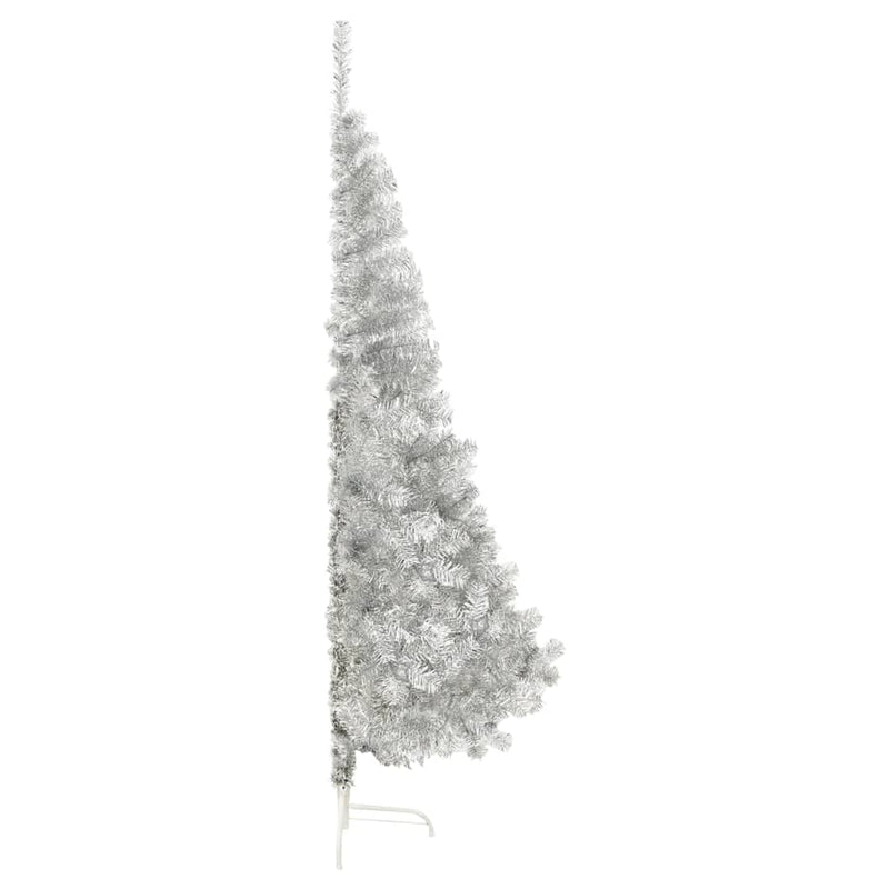 Artificial Half Christmas Tree with Stand Silver 210 cm PVC