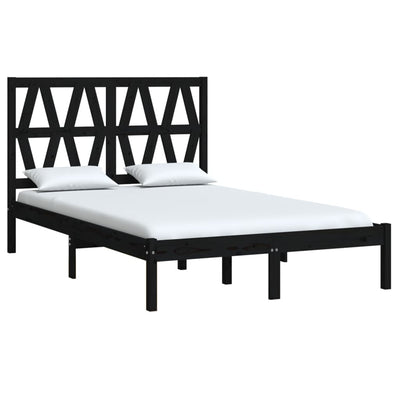 Bed Frame Black Solid Wood Pine 153x203 cm Queen Size