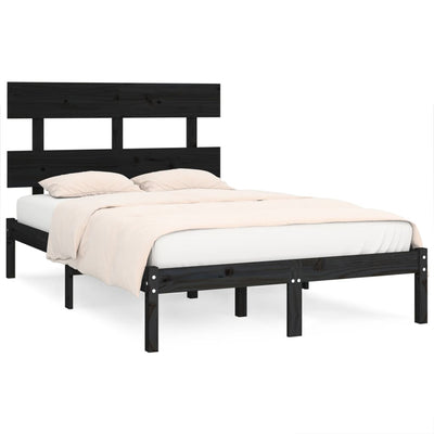 Bed Frame Black Solid Wood 153x203 cm Queen Size