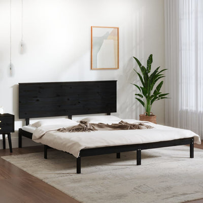 Bed Frame Black Solid Wood 153x203 cm 5FT King Size