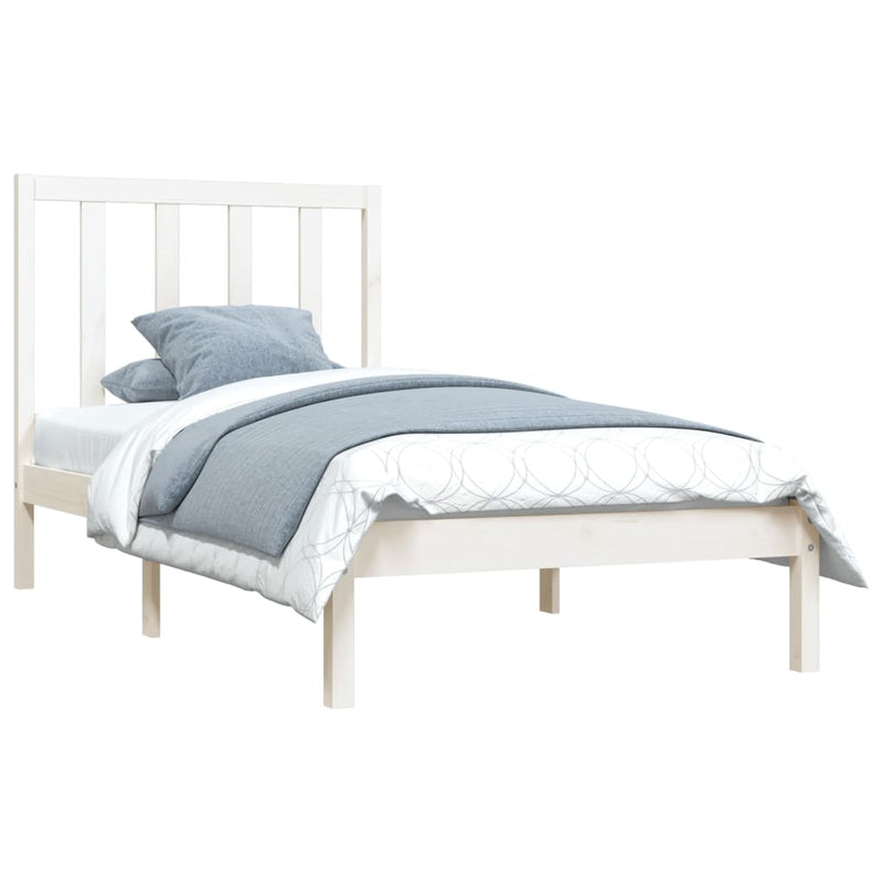 Bed Frame White Solid Wood Pine 90x190 cm 3FT Single