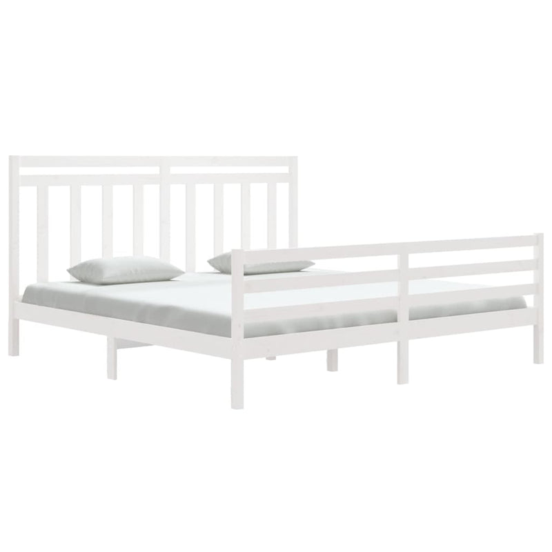 Bed Frame White Solid Wood 180x200 cm 6FT Super King