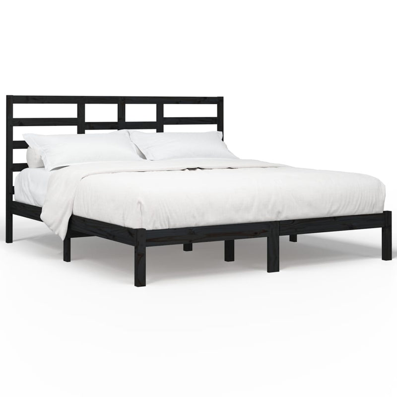 Bed Frame Black Solid Wood 180x200 cm 6FT Super King