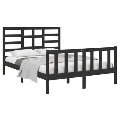 Bed Frame Black Solid Wood 137x187 cm Double