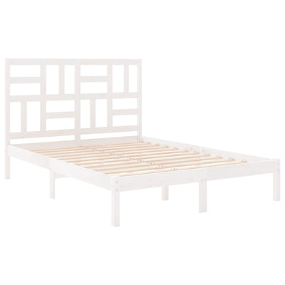 Bed Frame White Solid Wood 150x200 cm 5FT King Size