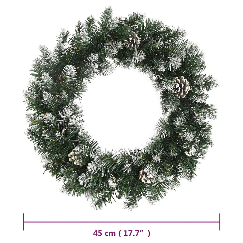 Christmas Wreath with LED Lights Green 45 cm PVC