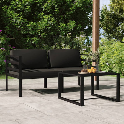 3 Piece Garden Lounge Set with Cushions Aluminium Anthracite