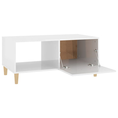 Coffee Table High Gloss White 89.5x50x40 cm Engineered Wood