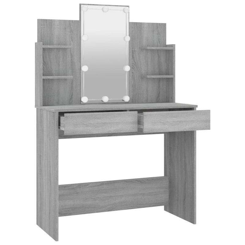 Dressing Table with LED Grey Sonoma 96x40x142 cm