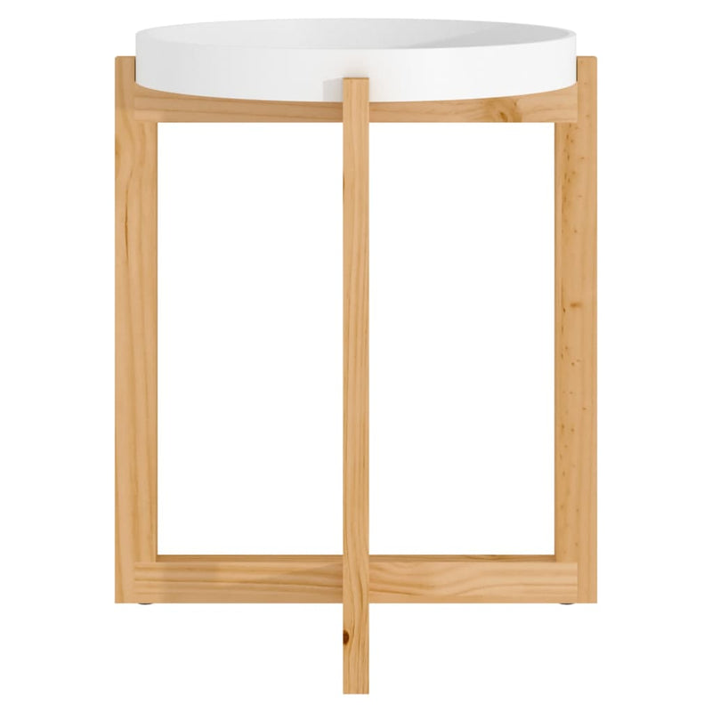 Coffee Table White 41x41x48.5cm Engineered Wood&Solid Wood Pine