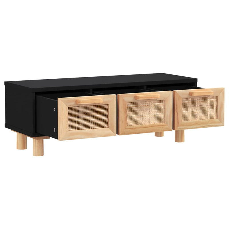 Coffee Table Black 80x40x30 cm Engineered Wood&Solid Wood Pine