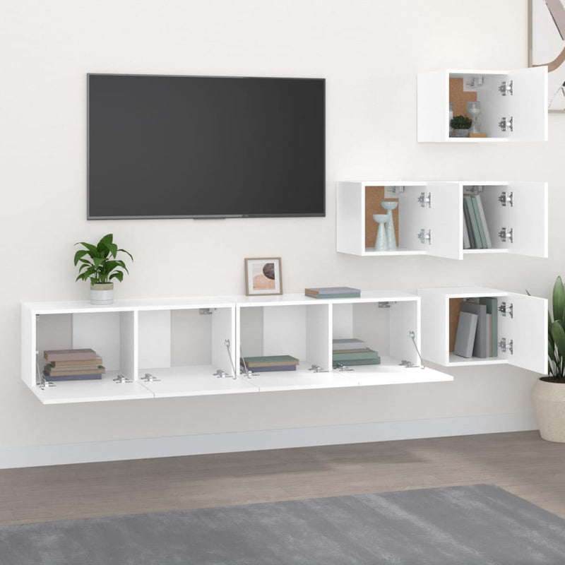 Wall-mounted TV Cabinet White Engineered Wood
