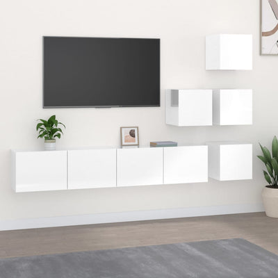 Wall-mounted TV Cabinet High Gloss White Engineered Wood