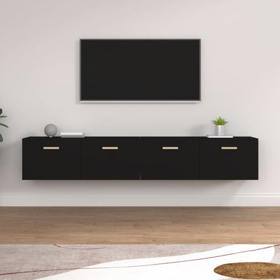 Wall Cabinets 2 pcs Black 100x36.5x35 cm Engineered Wood