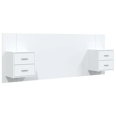 Bed Headboard with Cabinets High Gloss White Engineered Wood