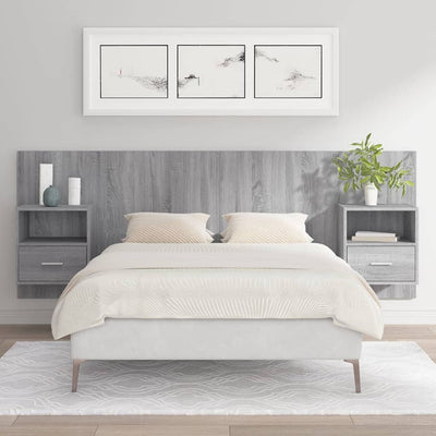 Bed Headboard with Cabinets Grey Sonoma Engineered Wood