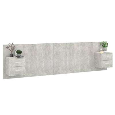 Bed Headboard with Cabinets Concrete Grey Engineered Wood