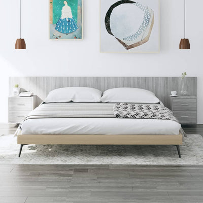 Bed Headboard with Cabinets Grey Sonoma Engineered Wood