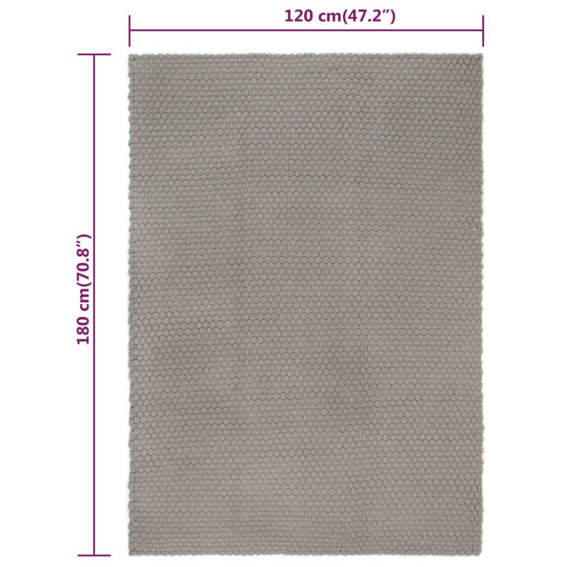 Rug Rectangular Grey 120x180 cm Cotton