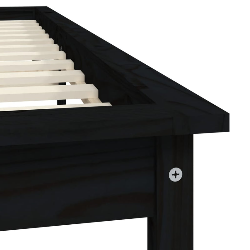 Bed Frame Black 153x203 cm Solid Wood Pine Queen Size