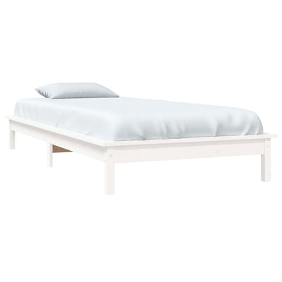Bed Frame White 92x187 cm Solid Wood Pine Single Bed Size