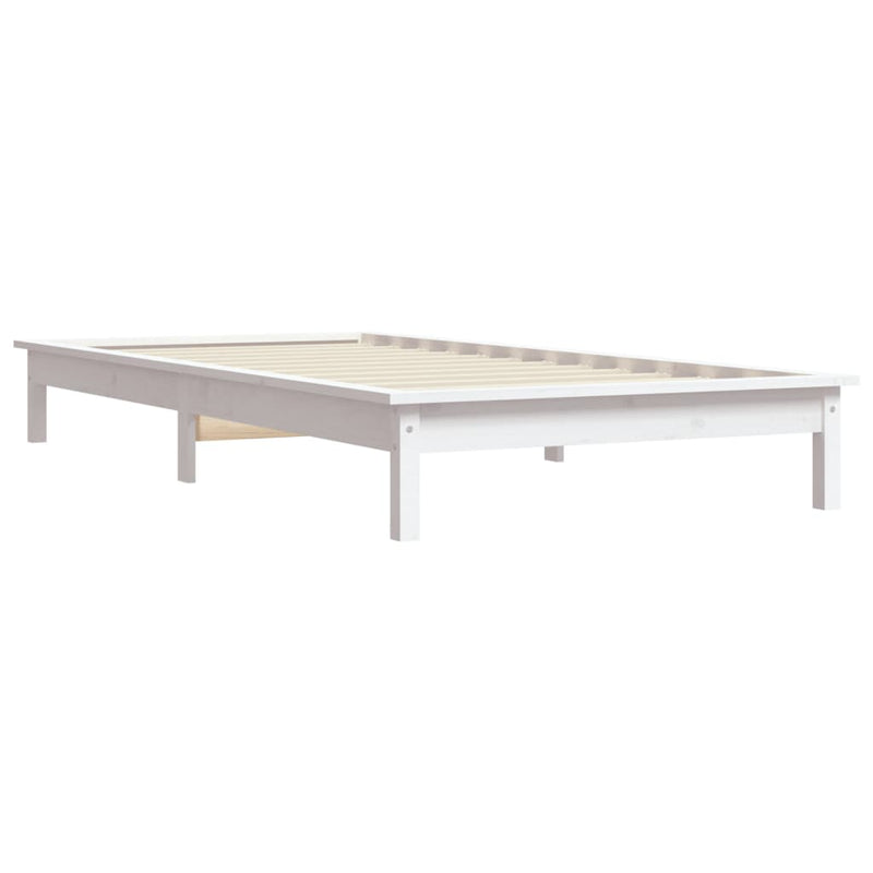 Bed Frame White 92x187 cm Solid Wood Pine Single Bed Size