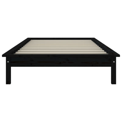 Bed Frame Black 92x187 cm Solid Wood Pine Single Bed Size