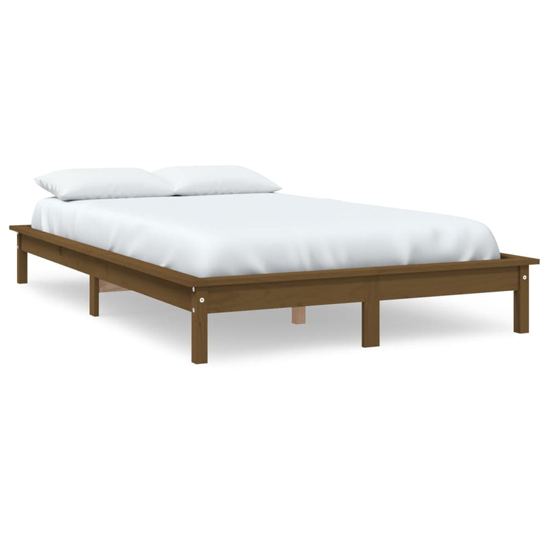 Bed Frame Honey Brown 137x187 cm Solid Wood Pine Double Size