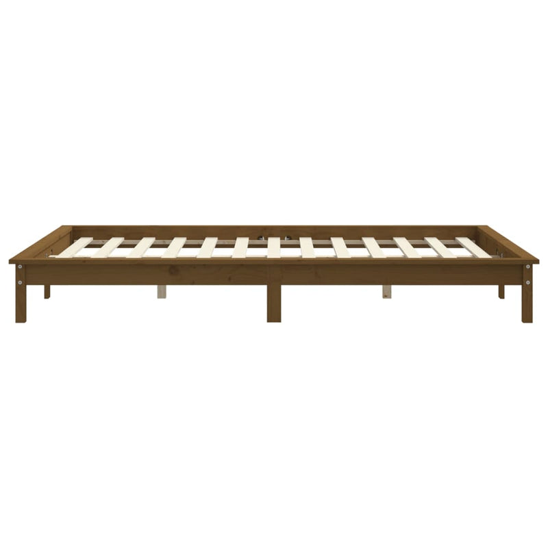 Bed Frame Honey Brown 137x187 cm Solid Wood Pine Double Size