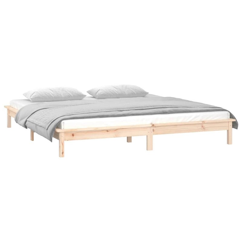 LED Bed Frame 153x203 cm Queen Size Solid Wood