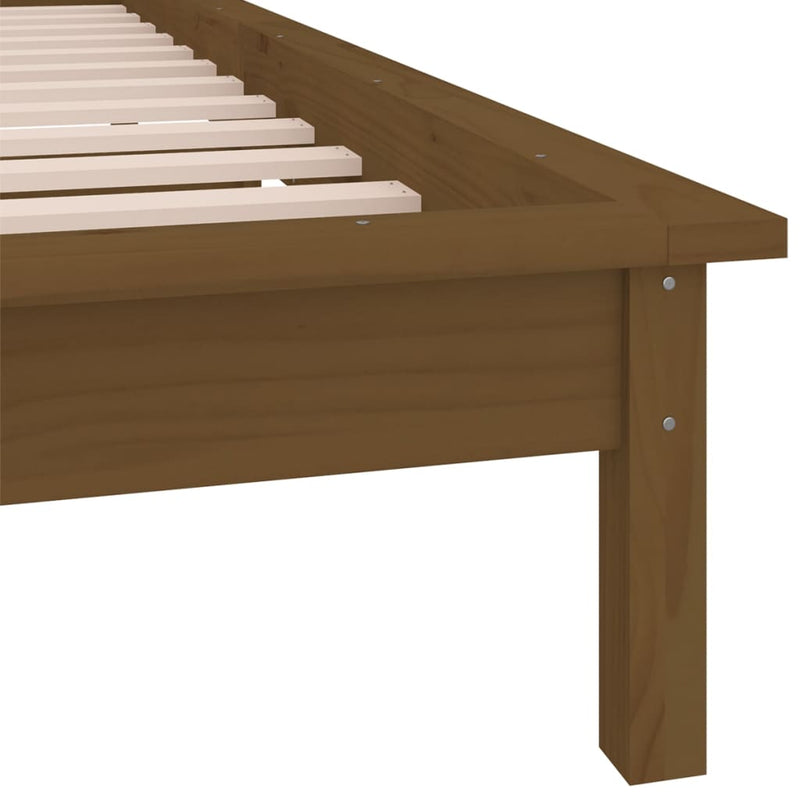 LED Bed Frame Honey Brown 92x187 cm Single Bed Size Solid Wood