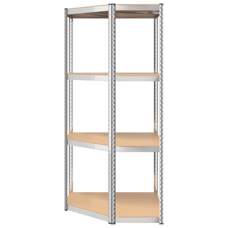 4-Layer Corner Shelf Silver Steel and Engineered Wood