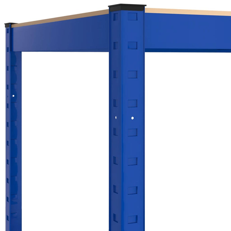 4-Layer Corner Shelf Blue Steel and Engineered Wood