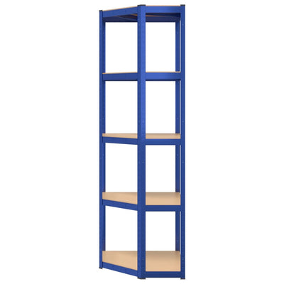 5-Layer Corner Shelf Blue Steel and Engineered Wood