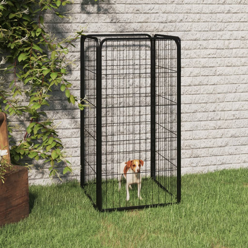 Dog Playpen 4 Panels Black 50x100 cm Powder-coated Steel