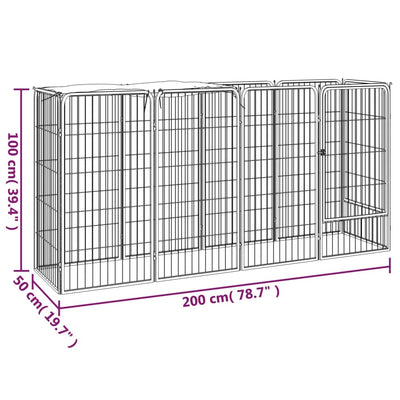 10-Panel Dog Playpen Black 50x100 cm Powder-coated Steel