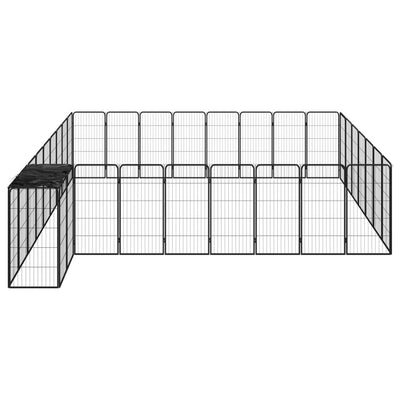 34-Panel Dog Playpen Black 50x100 cm Powder-coated Steel